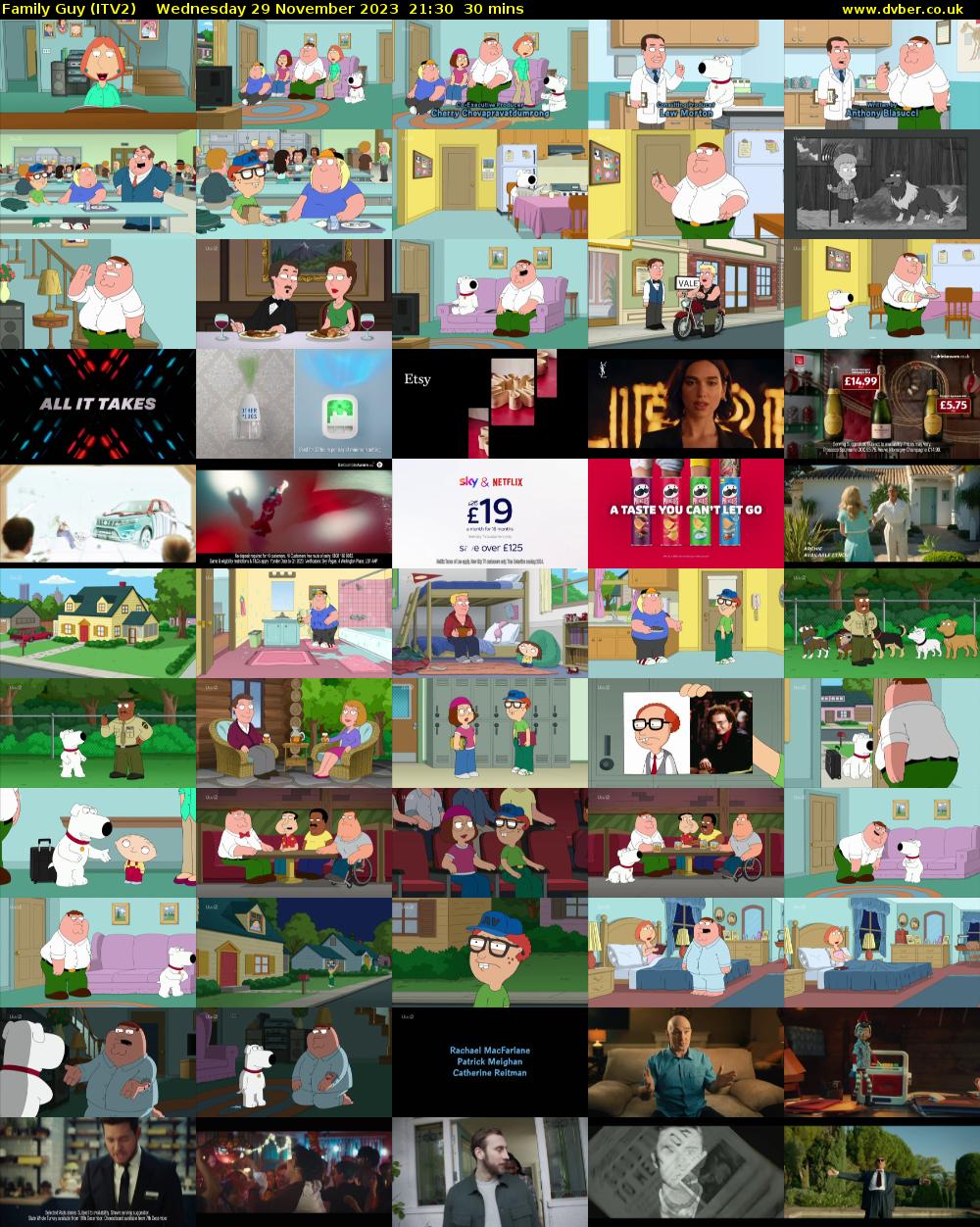 Family Guy (ITV2) Wednesday 29 November 2023 21:30 - 22:00