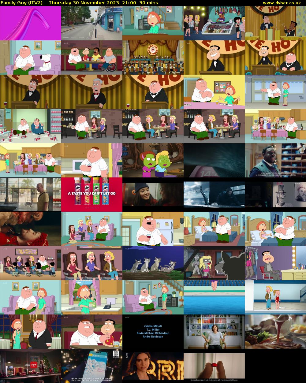 Family Guy (ITV2) Thursday 30 November 2023 21:00 - 21:30