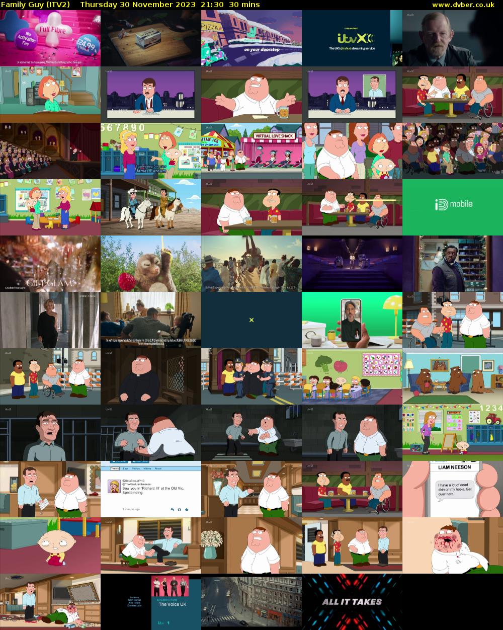 Family Guy (ITV2) Thursday 30 November 2023 21:30 - 22:00