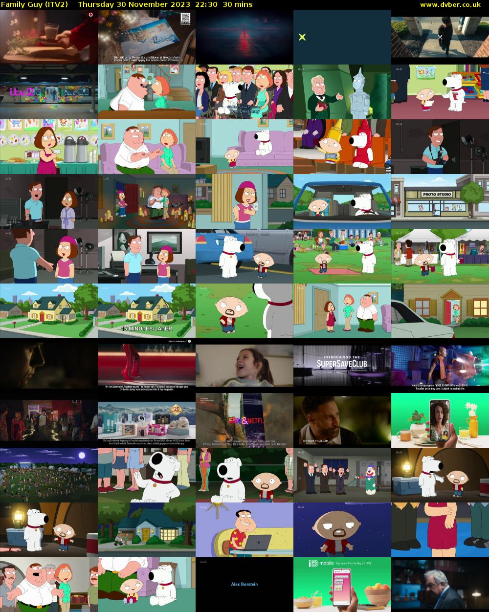 Family Guy (ITV2) Thursday 30 November 2023 22:30 - 23:00