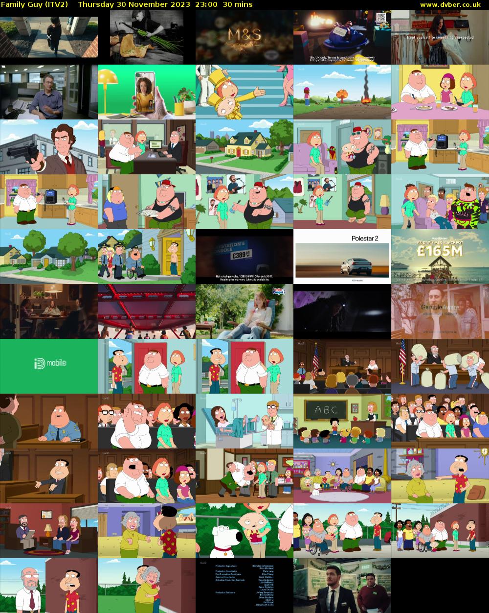 Family Guy (ITV2) Thursday 30 November 2023 23:00 - 23:30