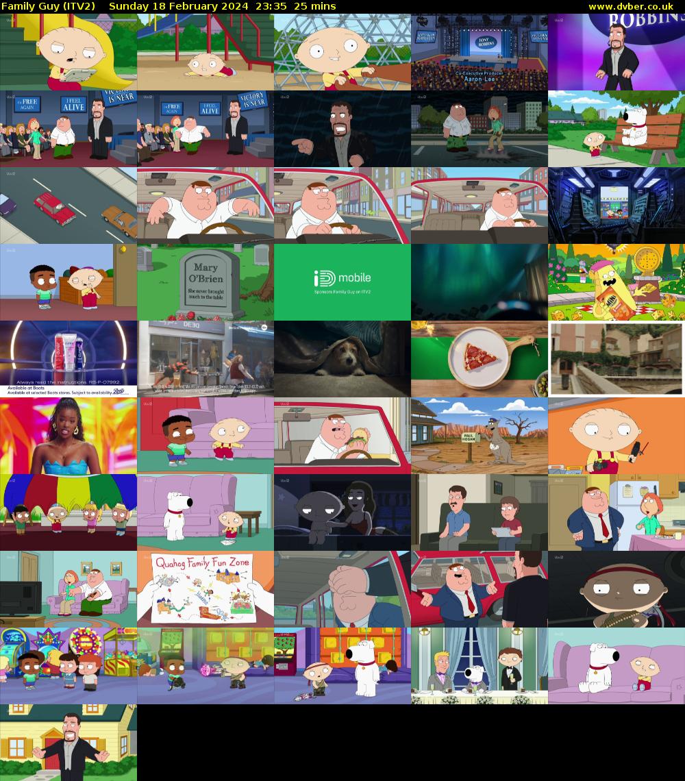 Family Guy (ITV2) Sunday 18 February 2024 23:35 - 00:00