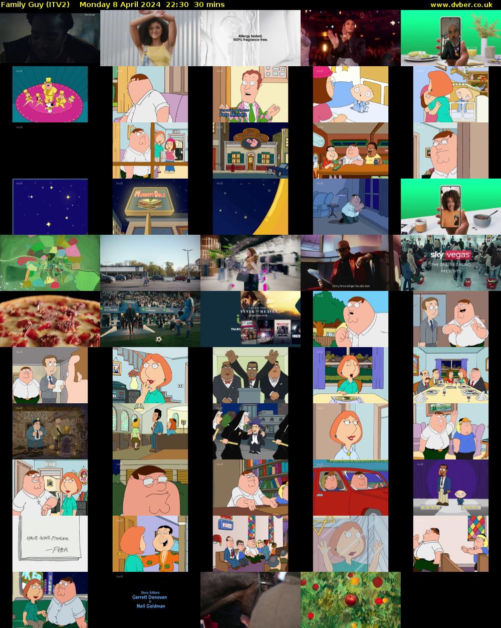 Family Guy (ITV2) Monday 8 April 2024 22:30 - 23:00