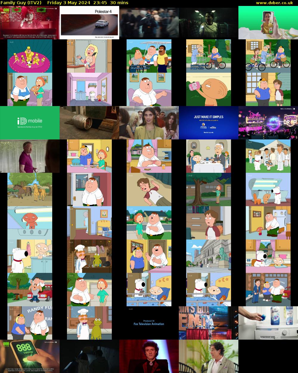 Family Guy (ITV2) Friday 3 May 2024 23:45 - 00:15