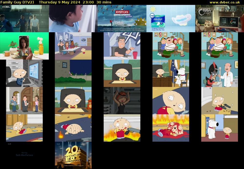 Family Guy (ITV2) Thursday 9 May 2024 23:00 - 23:30
