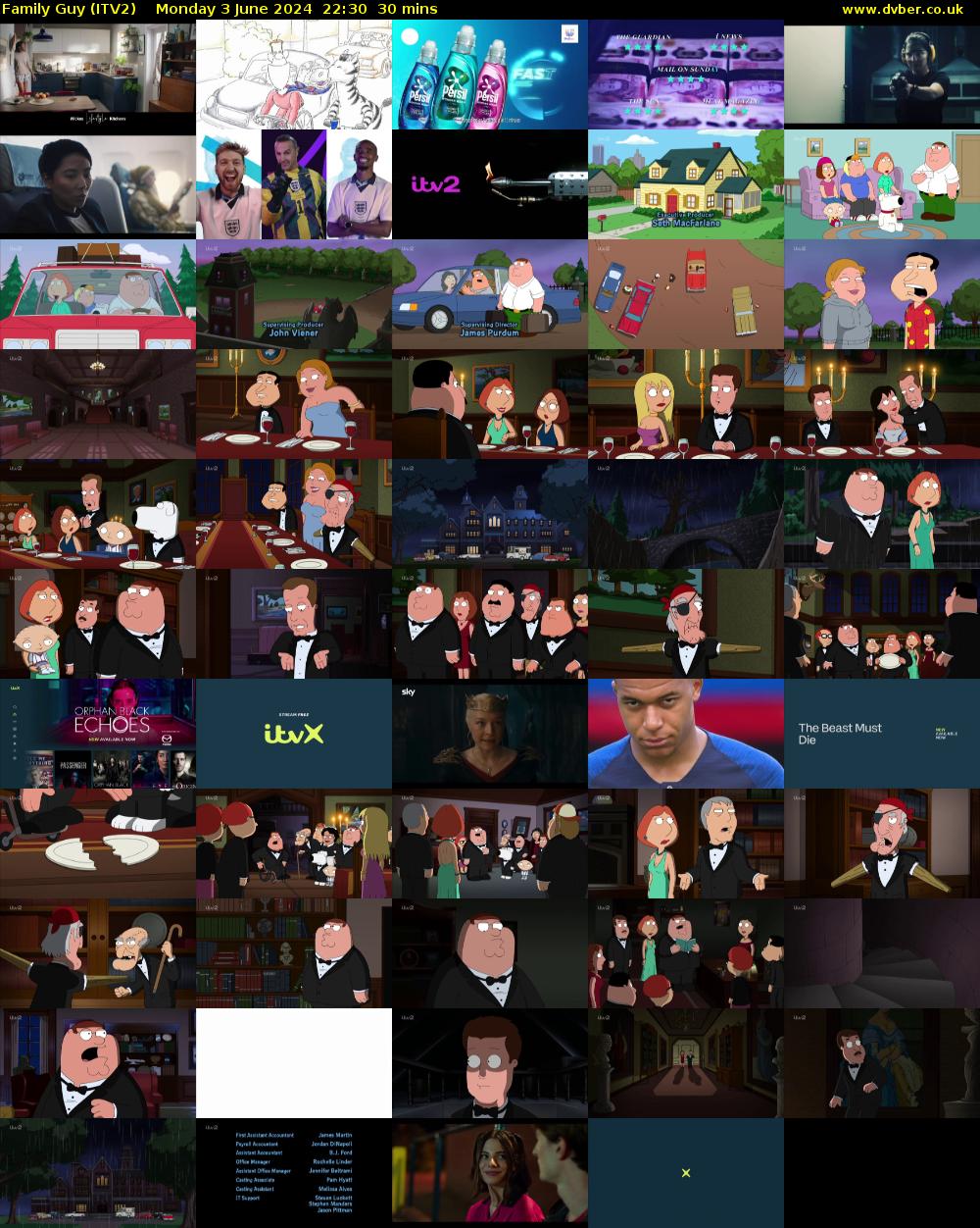 Family Guy (ITV2) Monday 3 June 2024 22:30 - 23:00
