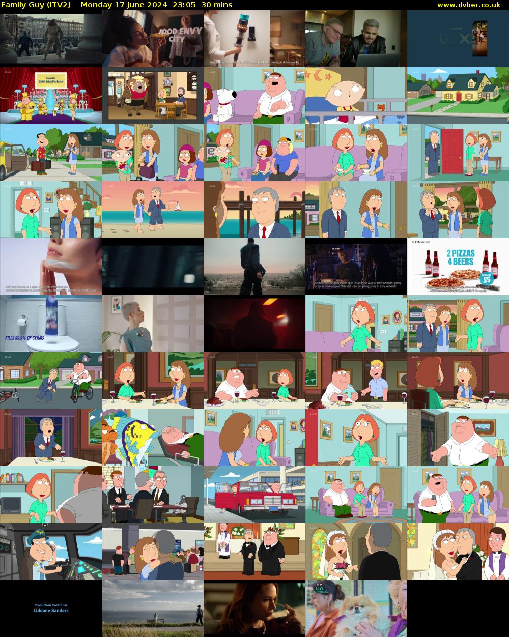 Family Guy (ITV2) Monday 17 June 2024 23:05 - 23:35