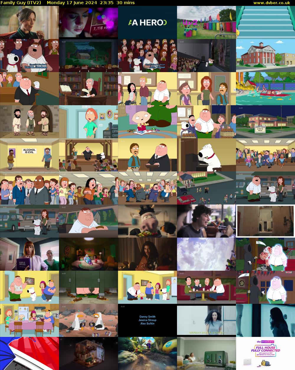 Family Guy (ITV2) Monday 17 June 2024 23:35 - 00:05