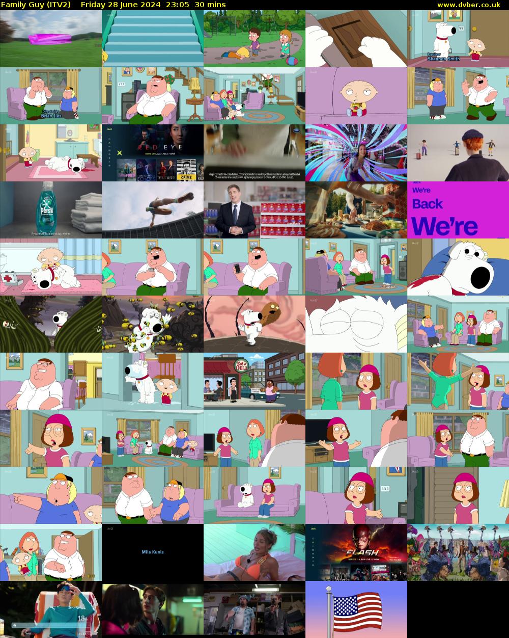 Family Guy (ITV2) Friday 28 June 2024 23:05 - 23:35