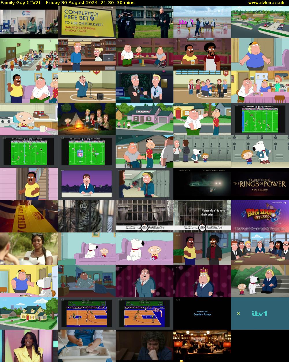 Family Guy (ITV2) Friday 30 August 2024 21:30 - 22:00