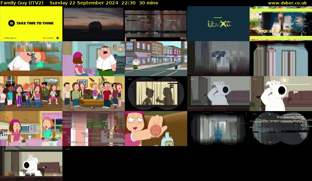 Family Guy (ITV2) Sunday 22 September 2024 22:30 - 23:00