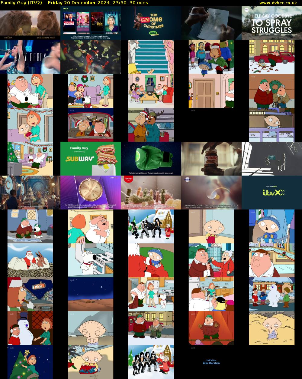 Family Guy (ITV2) Friday 20 December 2024 23:50 - 00:20