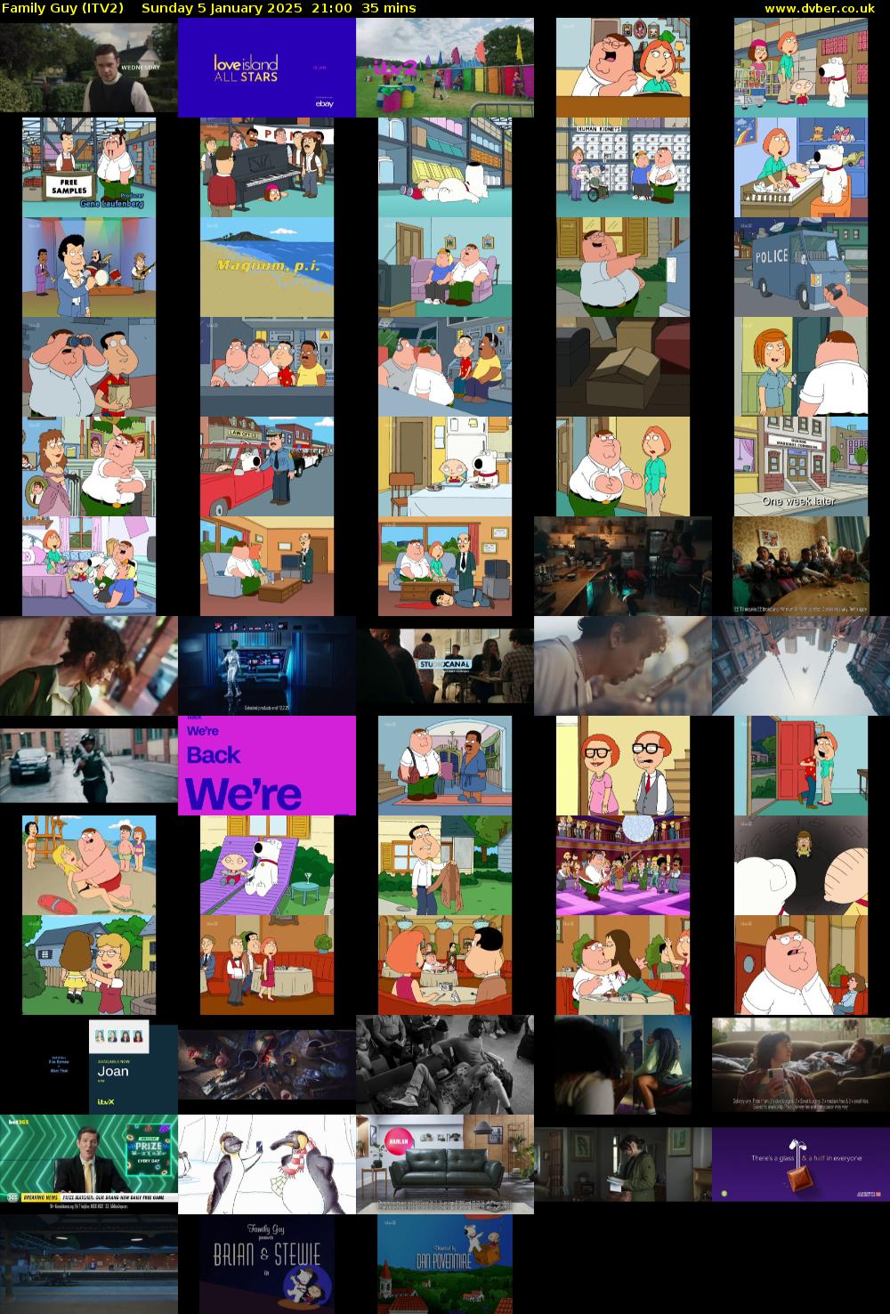 Family Guy (ITV2) Sunday 5 January 2025 21:00 - 21:35