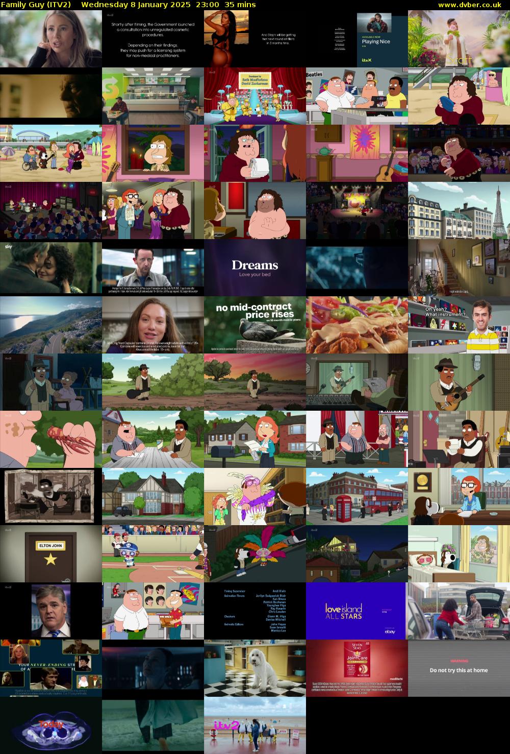 Family Guy (ITV2) Wednesday 8 January 2025 23:00 - 23:35
