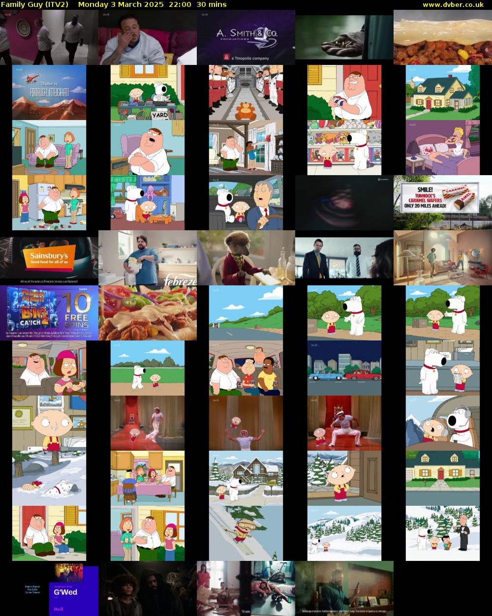 Family Guy (ITV2) Monday 3 March 2025 22:00 - 22:30