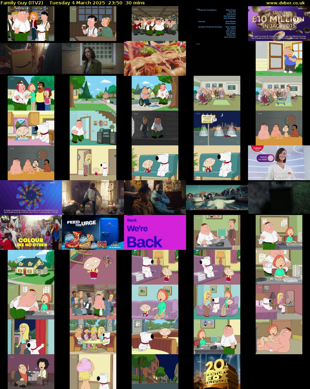 Family Guy (ITV2) Tuesday 4 March 2025 23:50 - 00:20