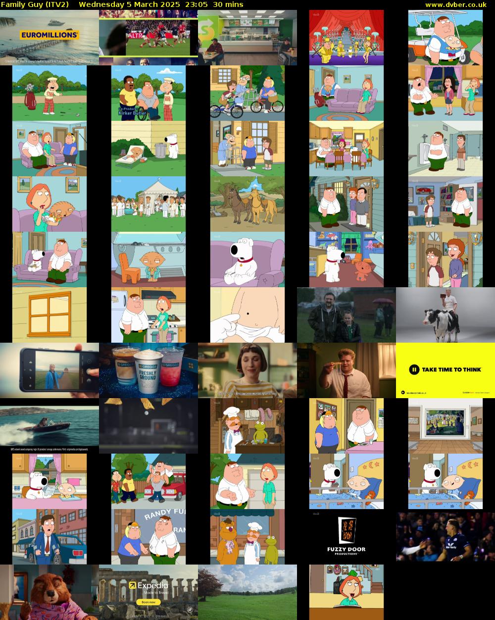 Family Guy (ITV2) Wednesday 5 March 2025 23:05 - 23:35