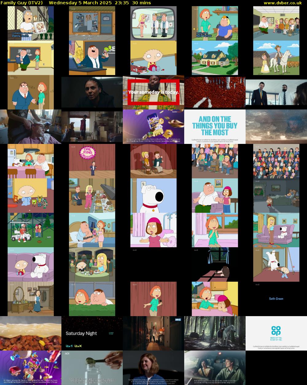 Family Guy (ITV2) Wednesday 5 March 2025 23:35 - 00:05