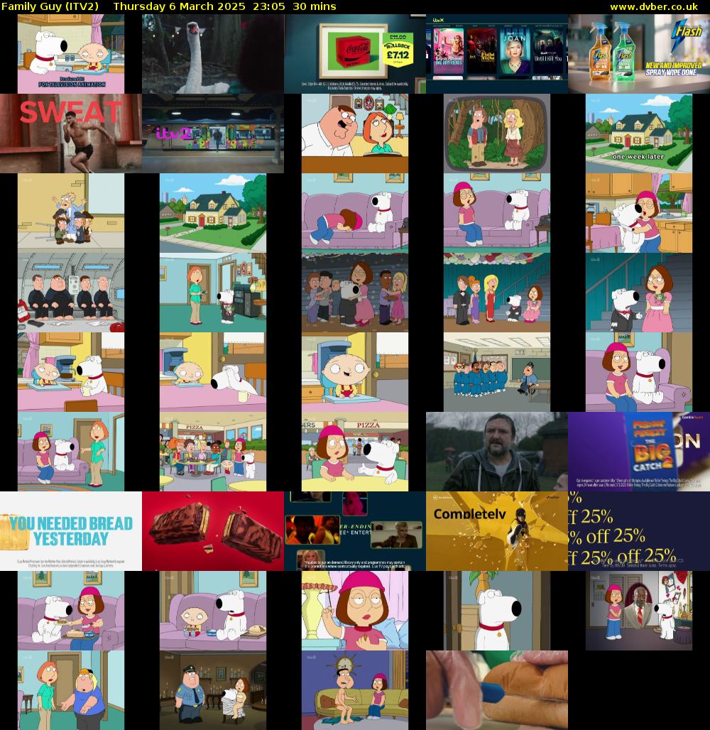 Family Guy (ITV2) Thursday 6 March 2025 23:05 - 23:35