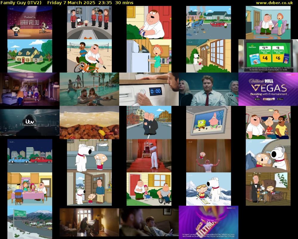 Family Guy (ITV2) Friday 7 March 2025 23:35 - 00:05