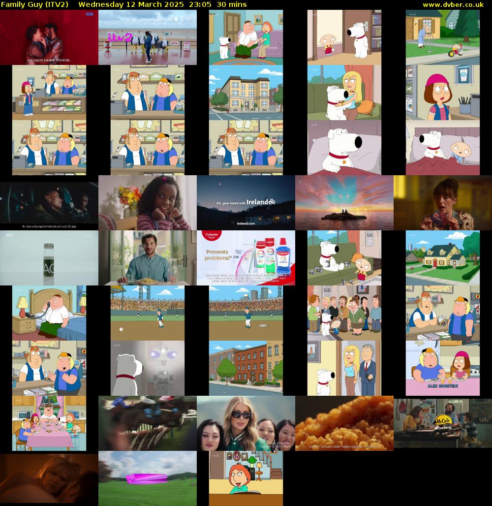Family Guy (ITV2) Wednesday 12 March 2025 23:05 - 23:35