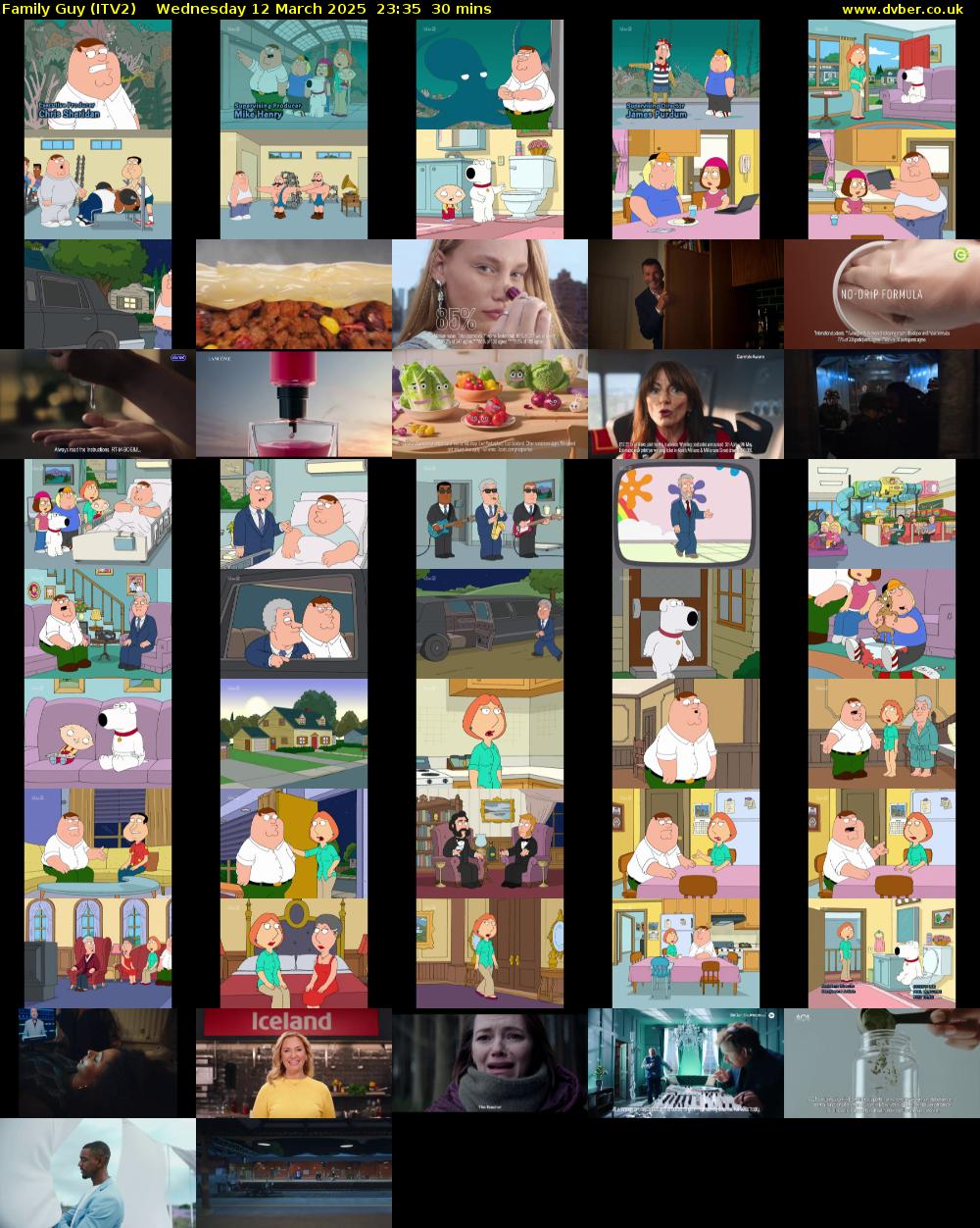 Family Guy (ITV2) Wednesday 12 March 2025 23:35 - 00:05