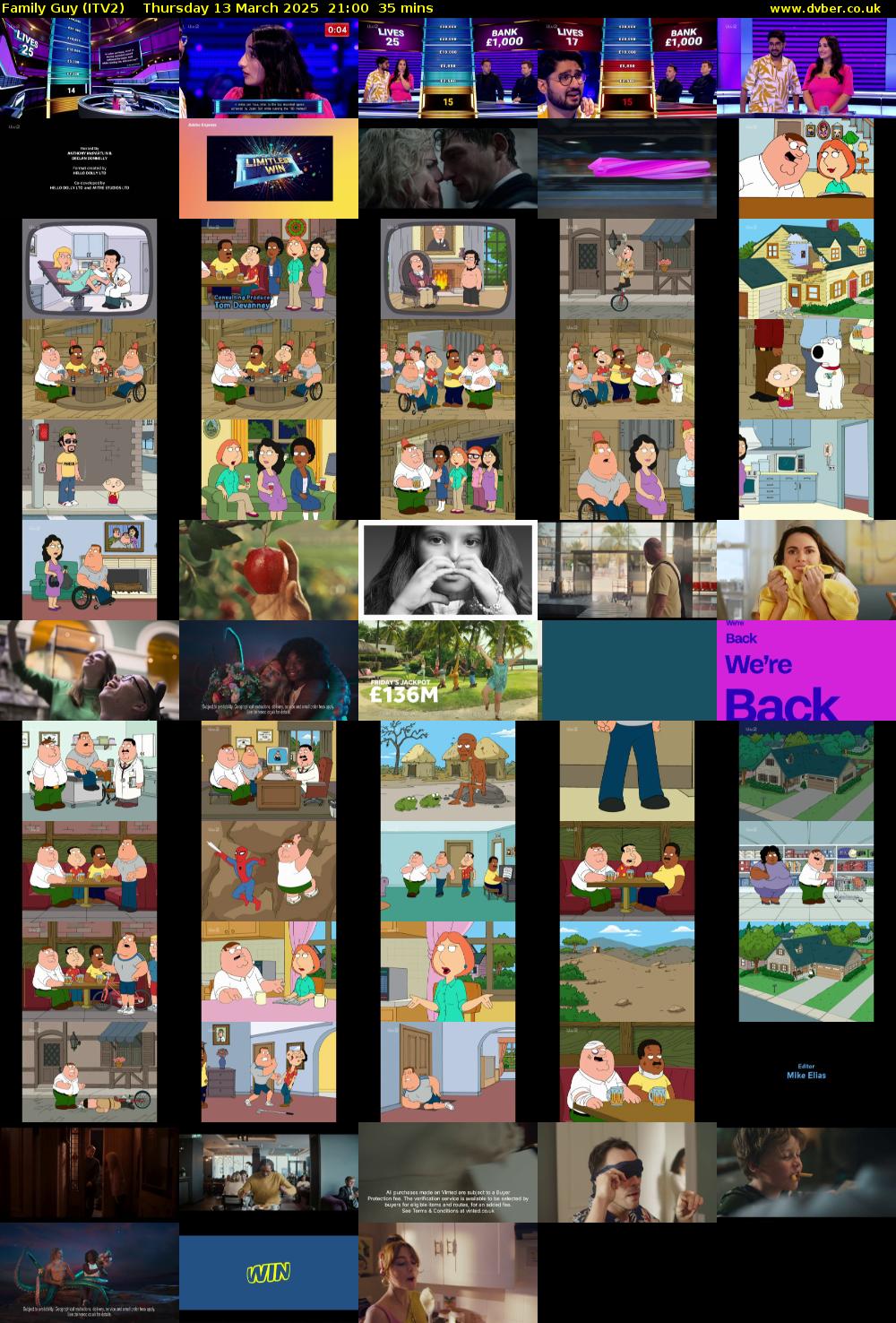 Family Guy (ITV2) Thursday 13 March 2025 21:00 - 21:35
