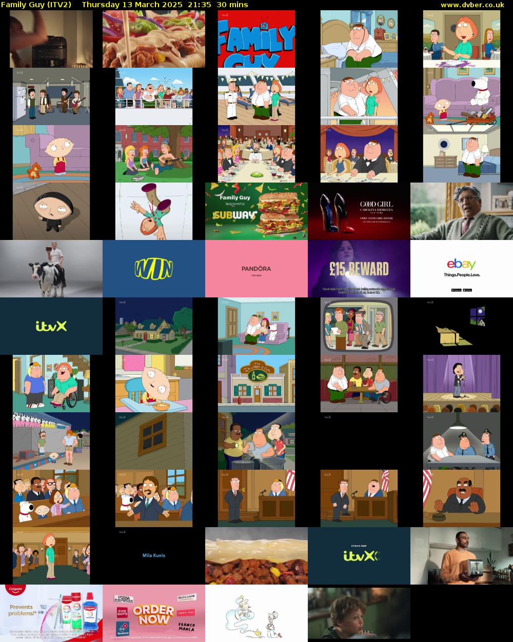 Family Guy (ITV2) Thursday 13 March 2025 21:35 - 22:05