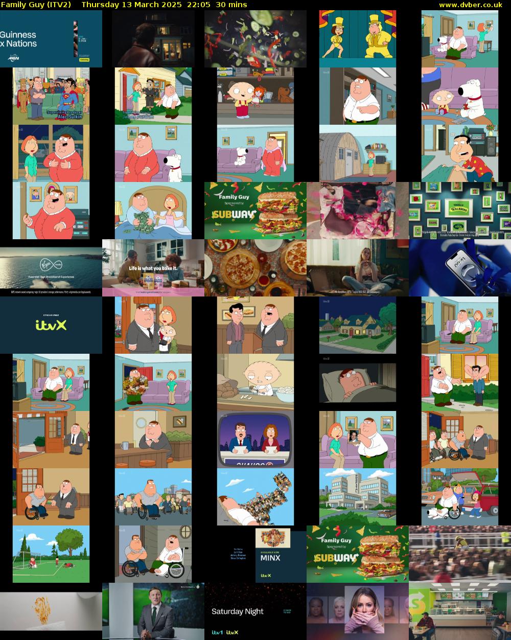 Family Guy (ITV2) Thursday 13 March 2025 22:05 - 22:35
