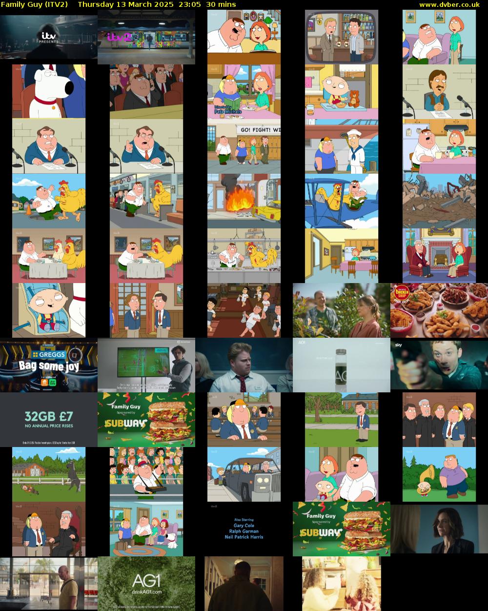 Family Guy (ITV2) Thursday 13 March 2025 23:05 - 23:35