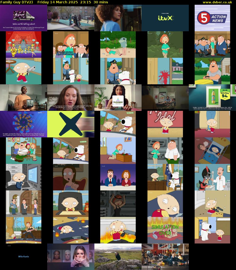 Family Guy (ITV2) Friday 14 March 2025 23:15 - 23:45
