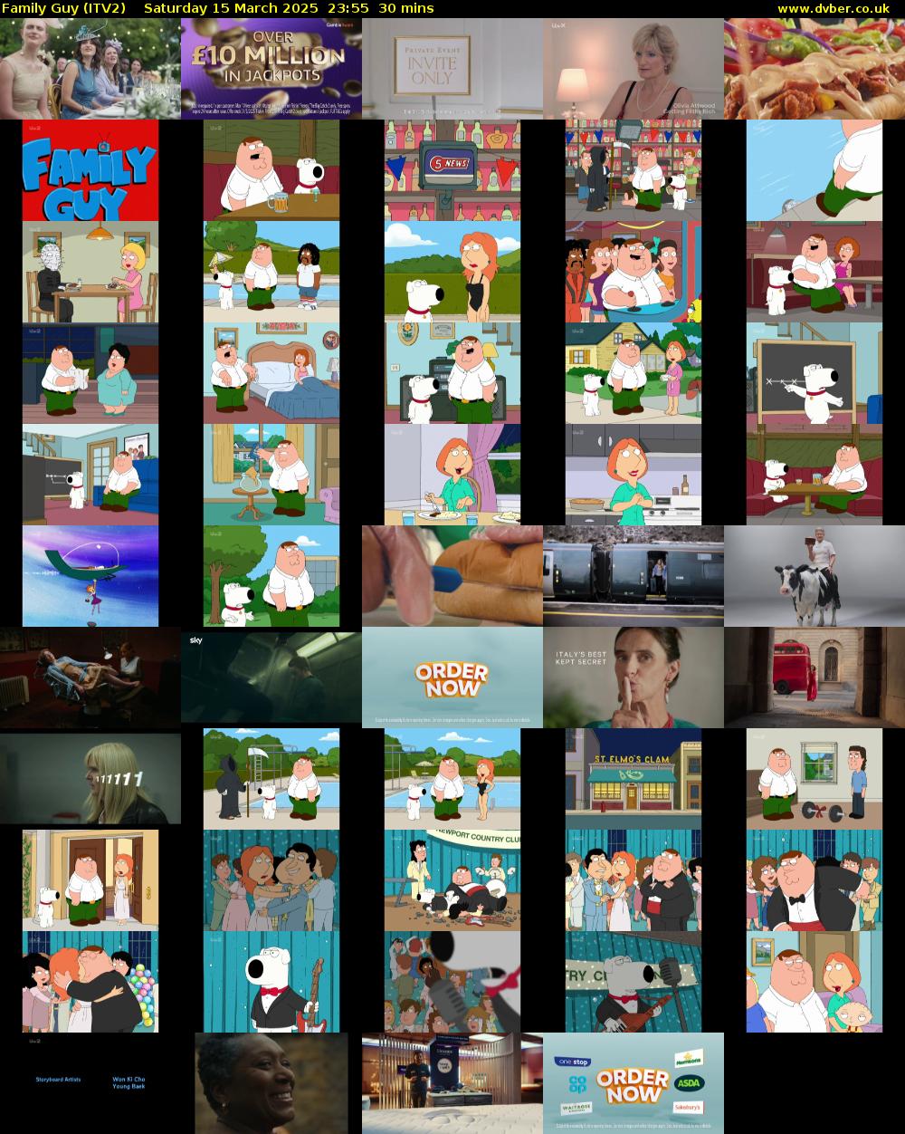 Family Guy (ITV2) Saturday 15 March 2025 23:55 - 00:25