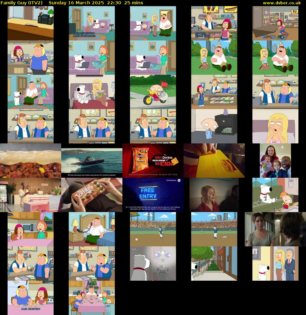 Family Guy (ITV2) Sunday 16 March 2025 22:30 - 22:55