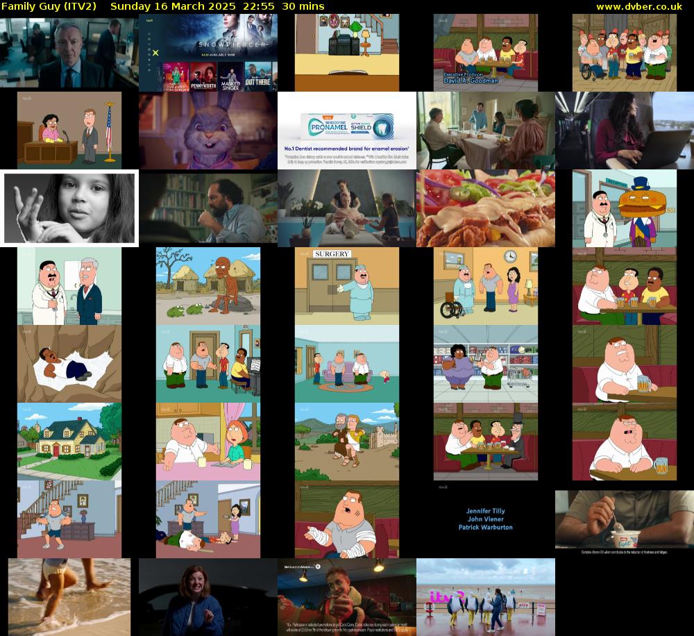 Family Guy (ITV2) Sunday 16 March 2025 22:55 - 23:25