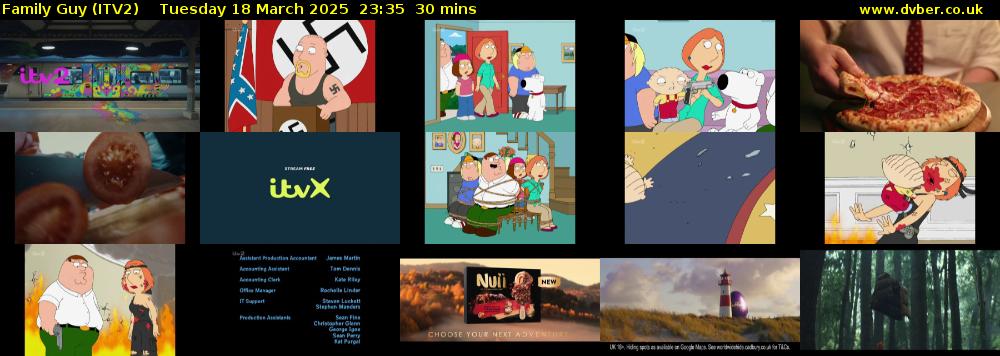 Family Guy (ITV2) Tuesday 18 March 2025 23:35 - 00:05