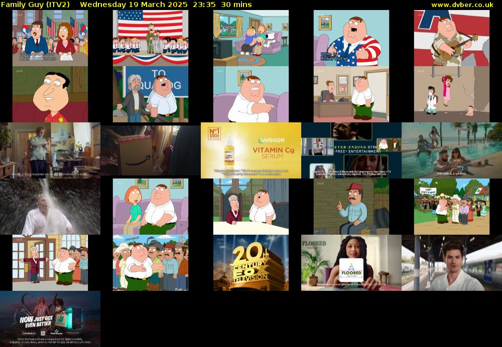 Family Guy (ITV2) Wednesday 19 March 2025 23:35 - 00:05