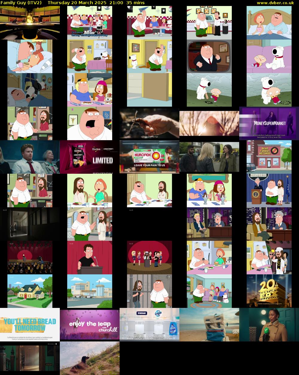 Family Guy (ITV2) Thursday 20 March 2025 21:00 - 21:35