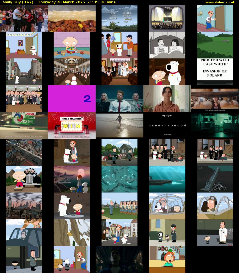 Family Guy (ITV2) Thursday 20 March 2025 21:35 - 22:05