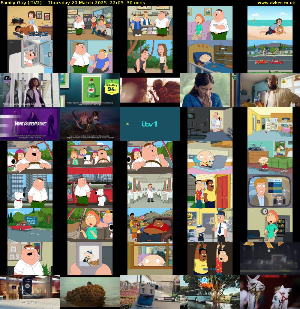 Family Guy (ITV2) Thursday 20 March 2025 22:05 - 22:35