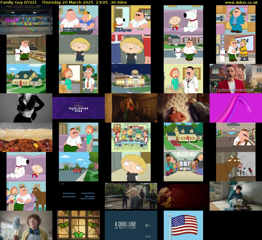 Family Guy (ITV2) Thursday 20 March 2025 23:05 - 23:35
