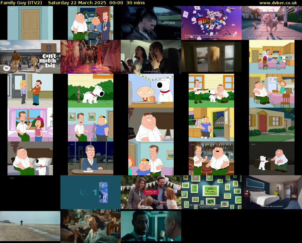 Family Guy (ITV2) Saturday 22 March 2025 00:00 - 00:30