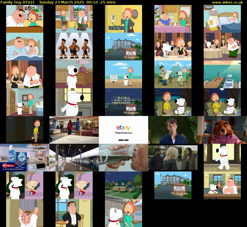 Family Guy (ITV2) Sunday 23 March 2025 00:10 - 00:35