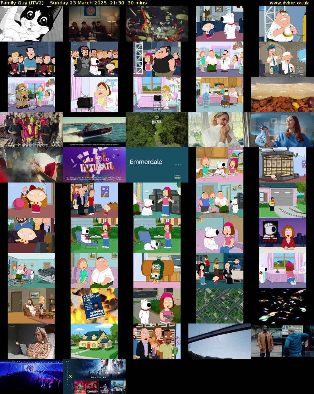 Family Guy (ITV2) Sunday 23 March 2025 21:30 - 22:00