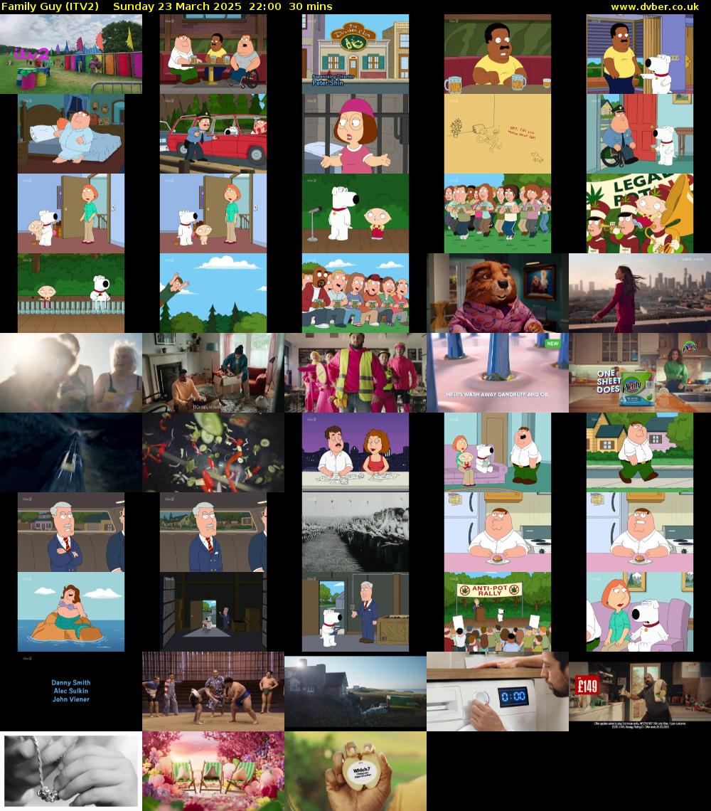 Family Guy (ITV2) Sunday 23 March 2025 22:00 - 22:30