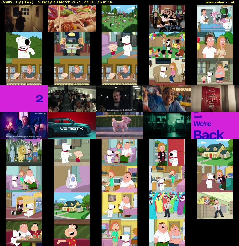 Family Guy (ITV2) Sunday 23 March 2025 22:30 - 22:55