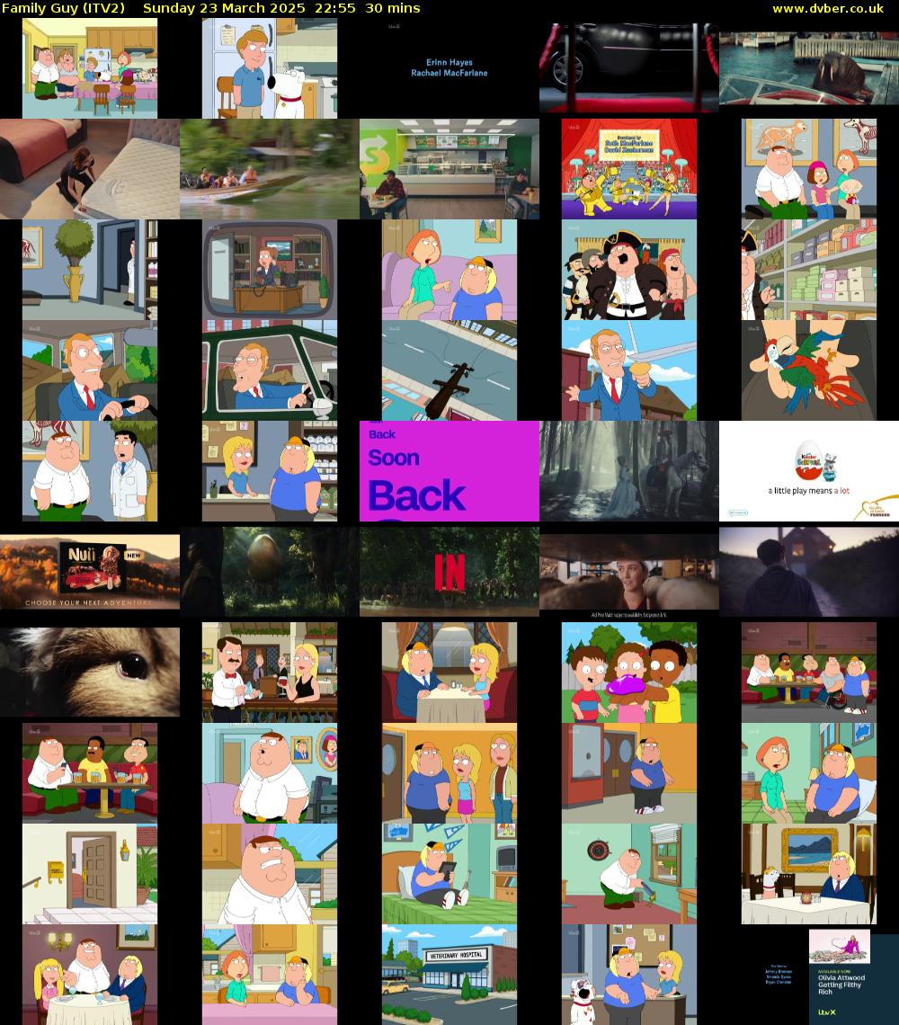 Family Guy (ITV2) Sunday 23 March 2025 22:55 - 23:25
