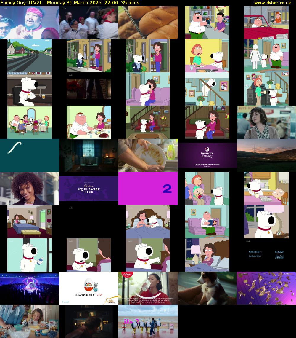 Family Guy (ITV2) Monday 31 March 2025 22:00 - 22:35