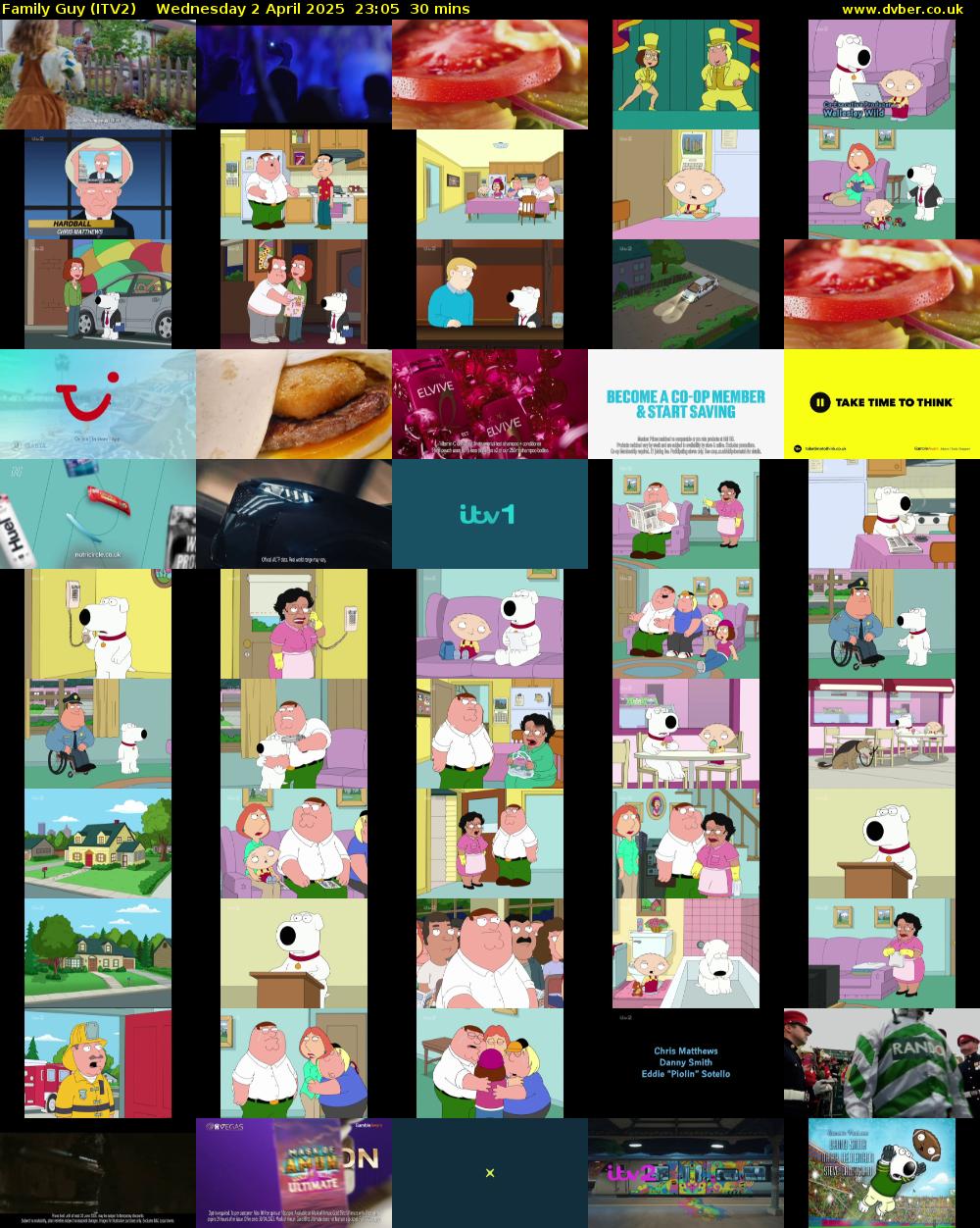 Family Guy (ITV2) Wednesday 2 April 2025 23:05 - 23:35