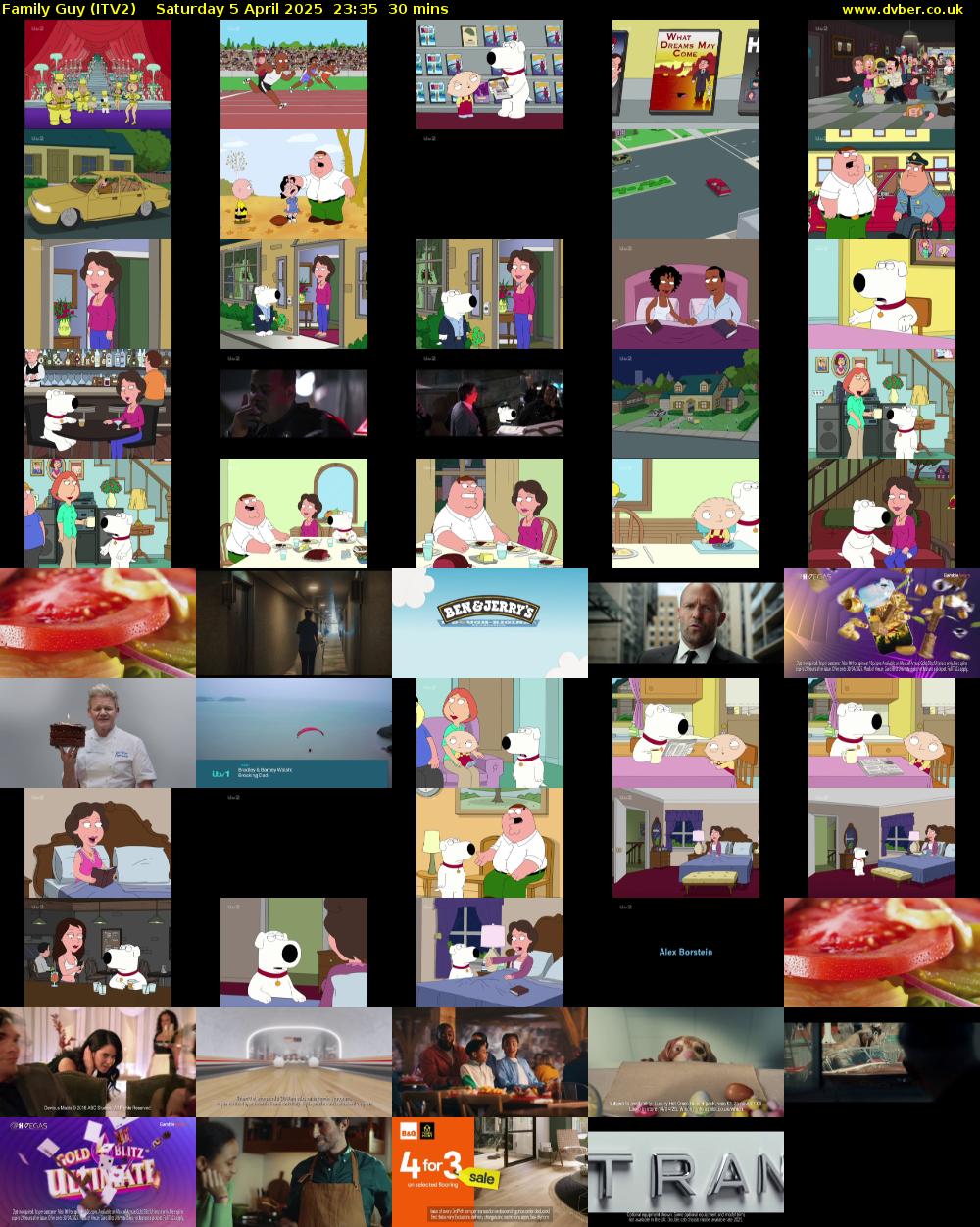 Family Guy (ITV2) Saturday 5 April 2025 23:35 - 00:05