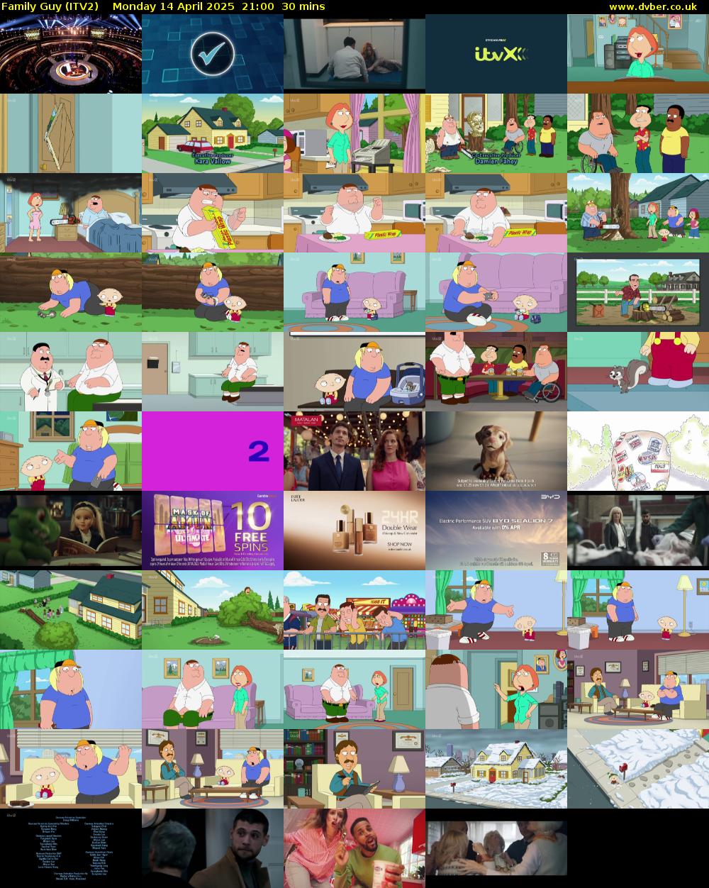 Family Guy (ITV2) Monday 14 April 2025 21:00 - 21:30